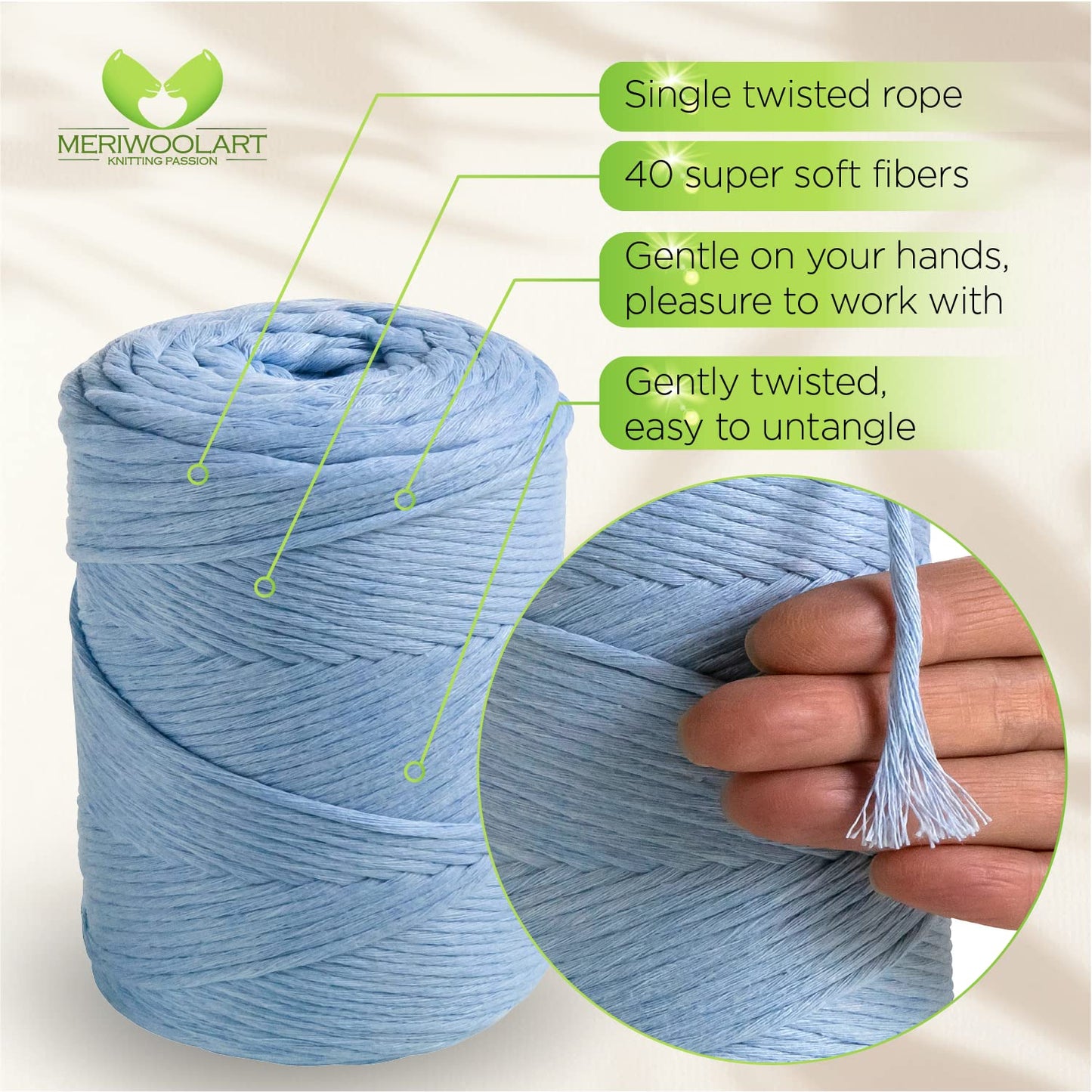 Babyblue Single Twisted Macramé 3mm 200m