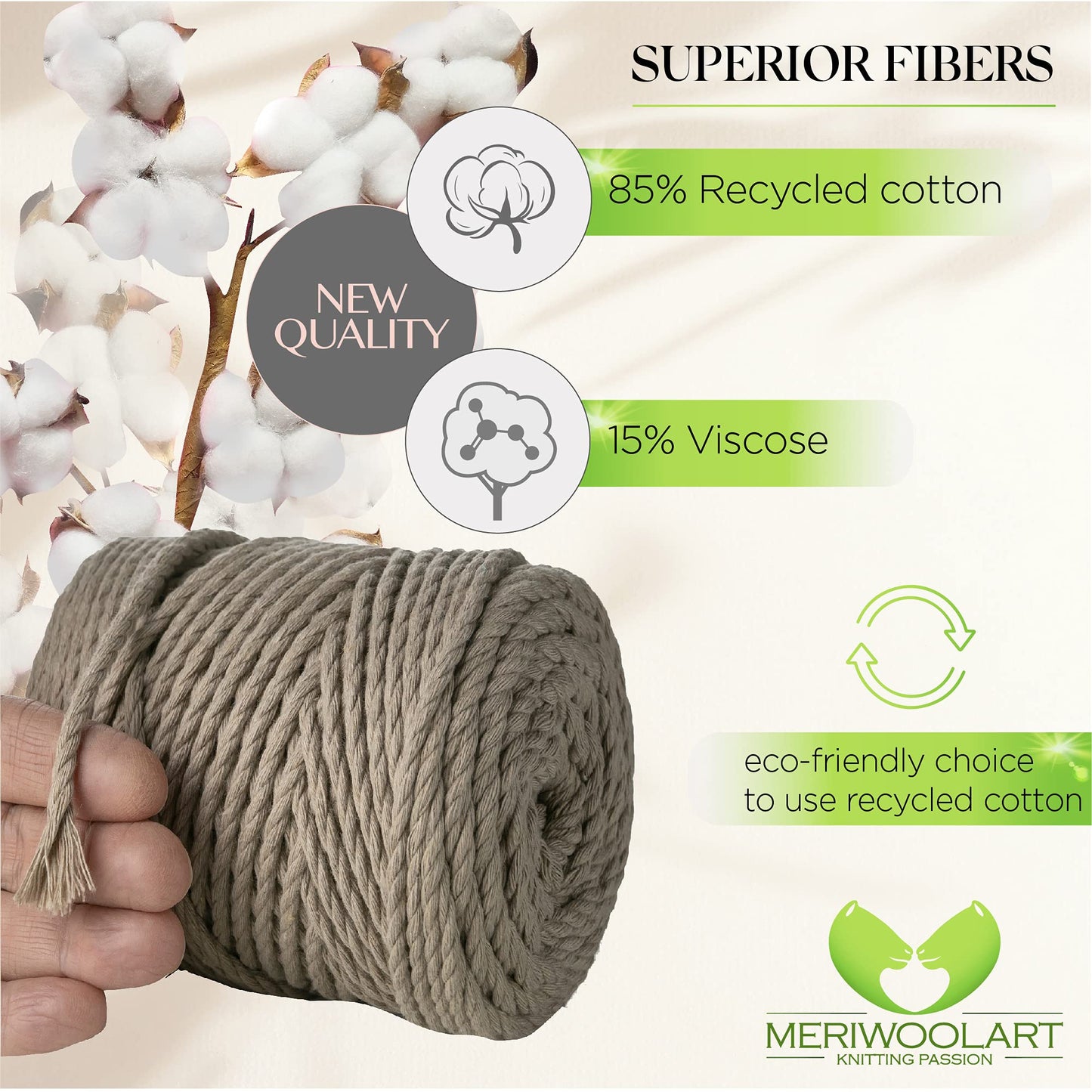 Dunkles Sand Makramee-Seil 4 mm, 75 m