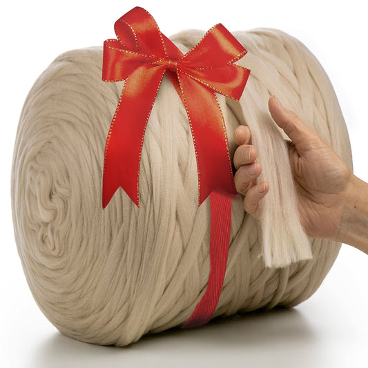 Sandfarbene grobe Merinowolle, 2 cm, 23 Mikron
