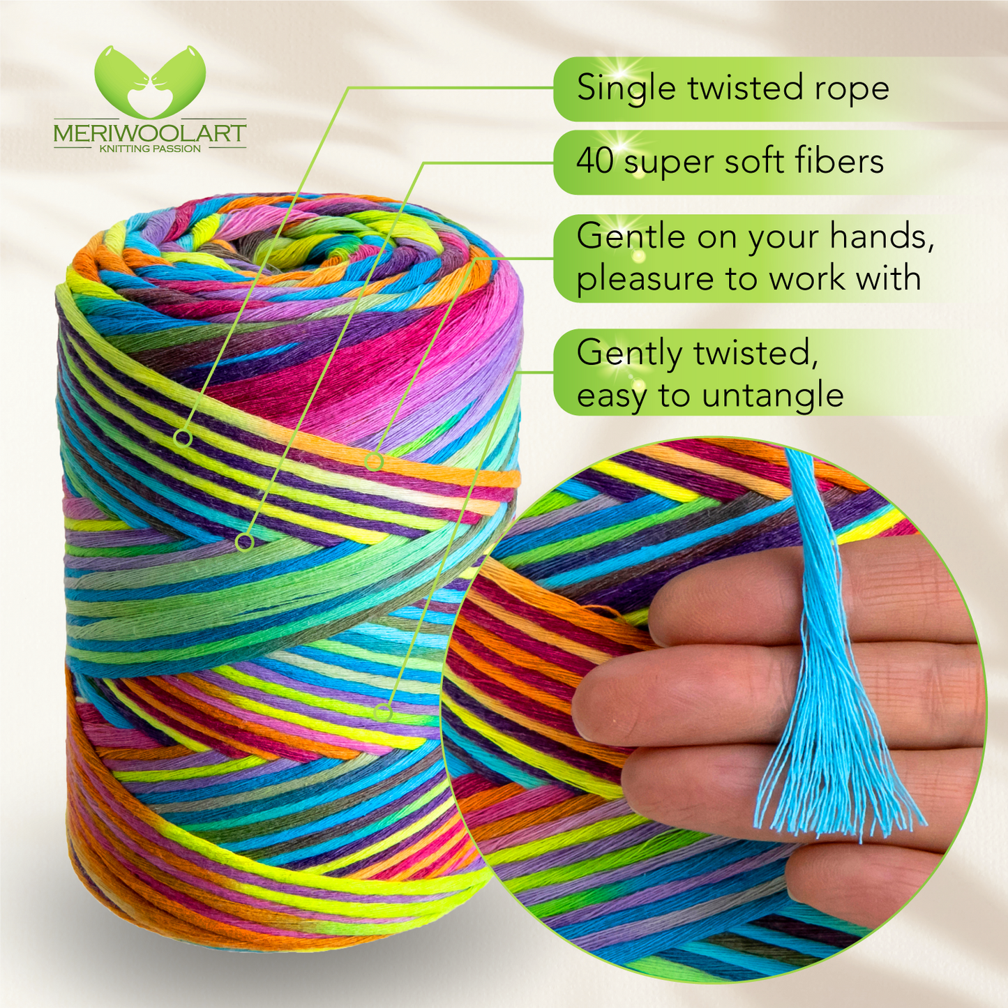 Macramé torsadé simple Unicorn 19 3 mm 200 m