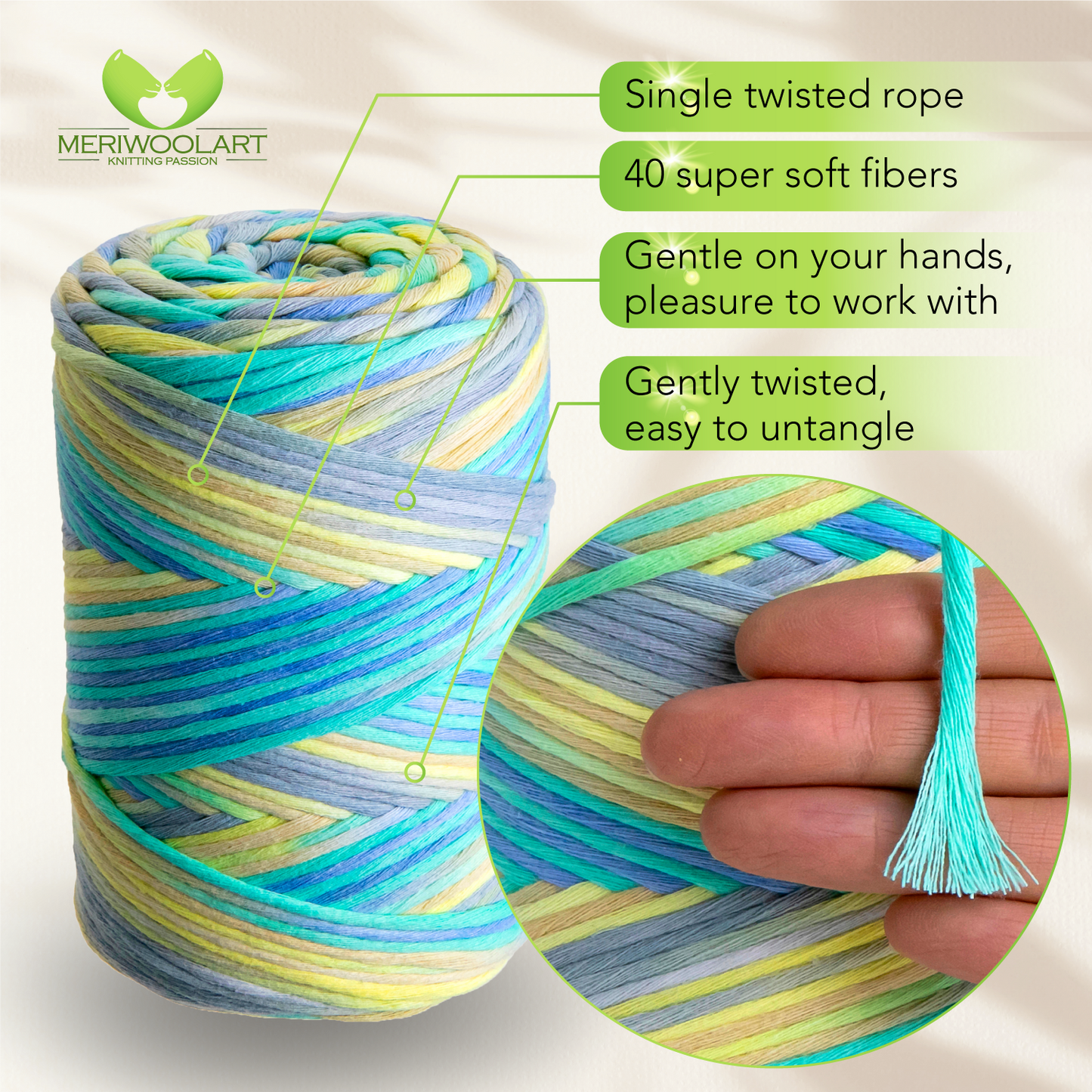 Licorne 24 Macramé simple torsadé 3 mm 200 m