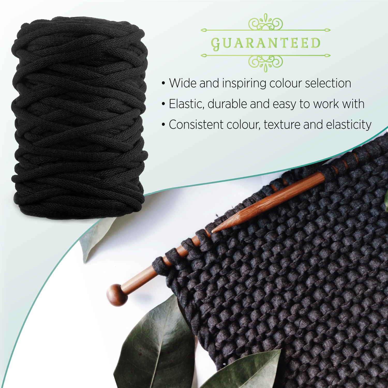 BLACK RECYCLED COTTON CORD 10 MM, 60 M