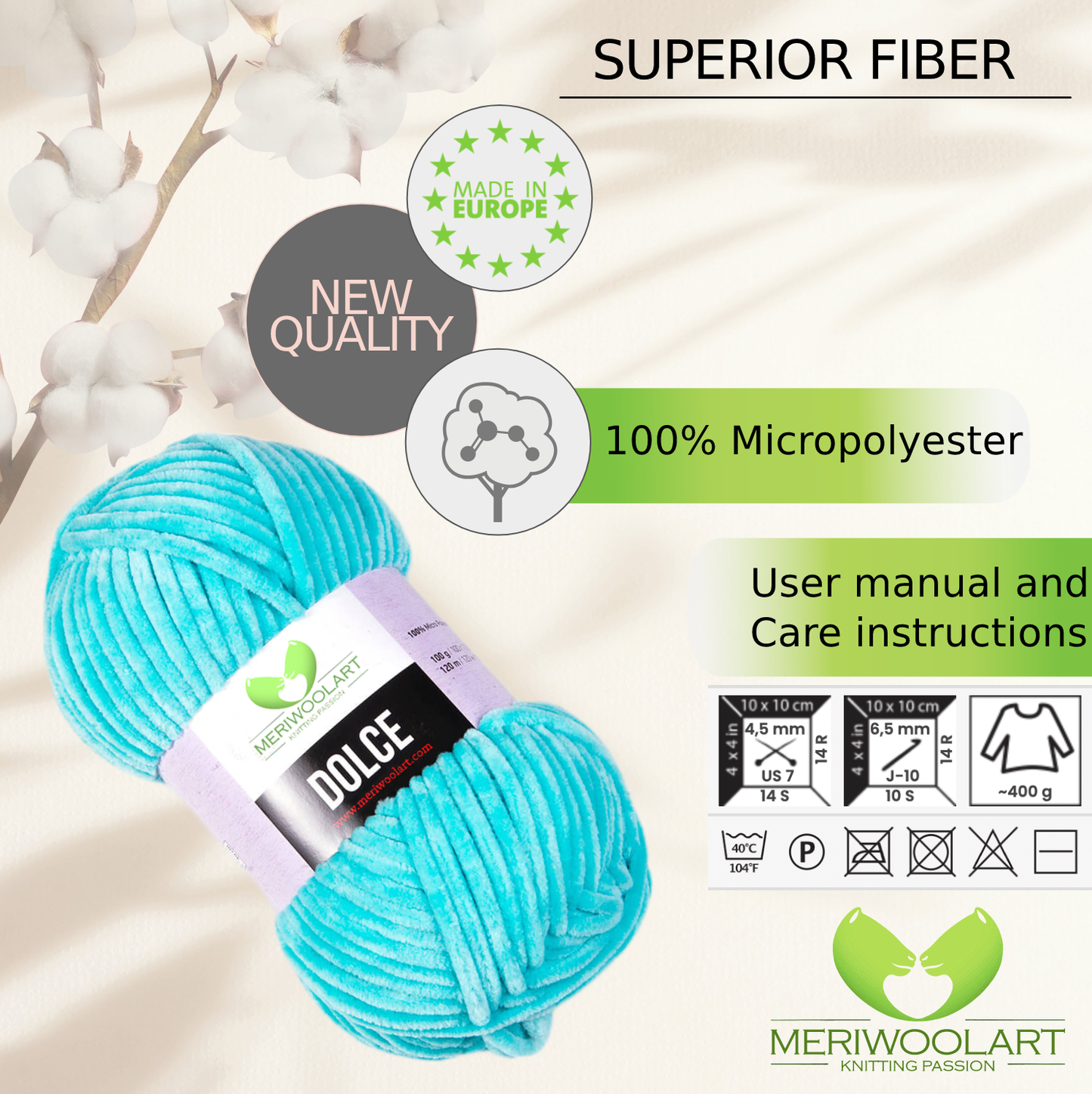 Micro-polyester turquoise dolce 100 g 120 m