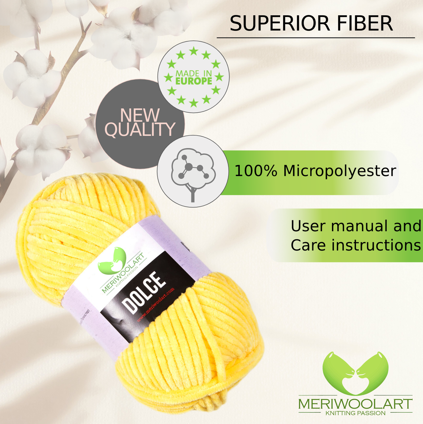 Micropolyester jaune Dolce 100 g 120 m