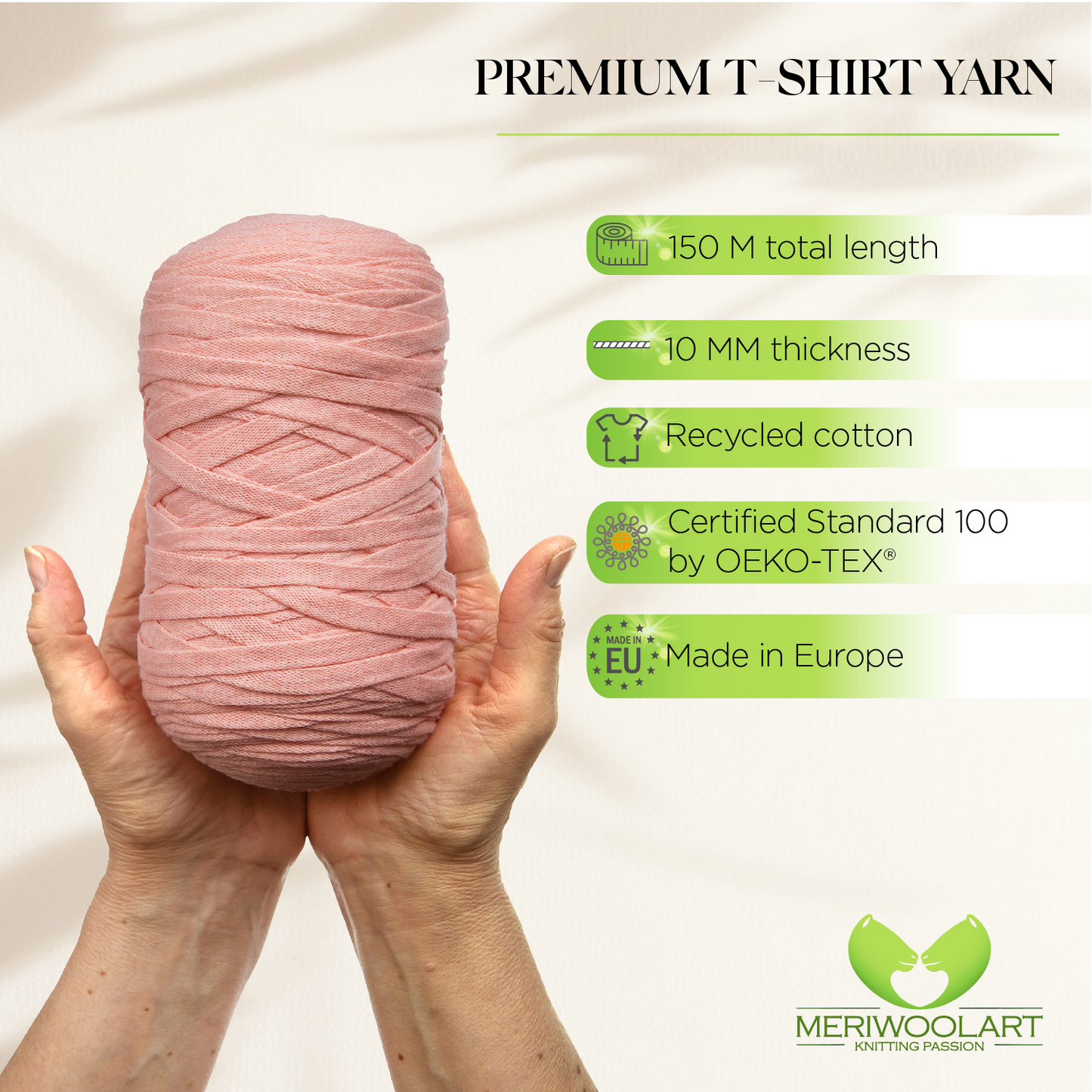 Hellrosa Baumwollband 10 mm 150 m