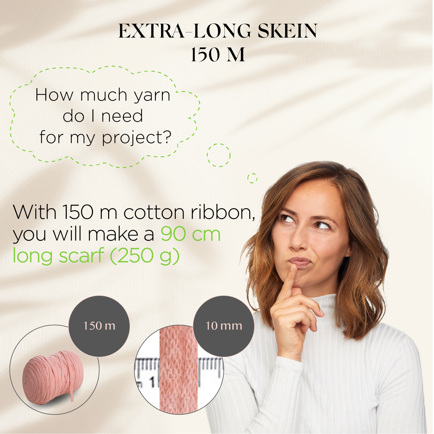 Hellrosa Baumwollband 10 mm 150 m