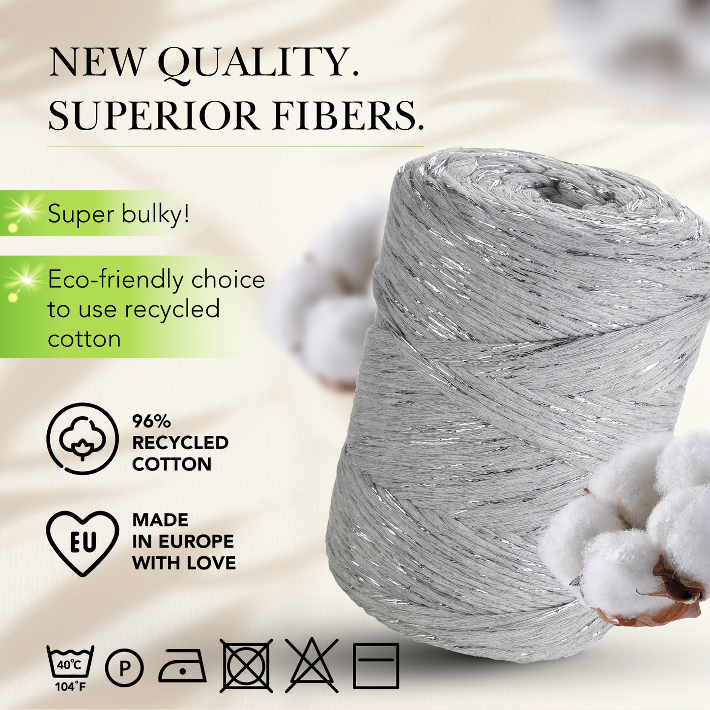 Macramé simple torsadé en lurex gris clair 3 mm 200 m