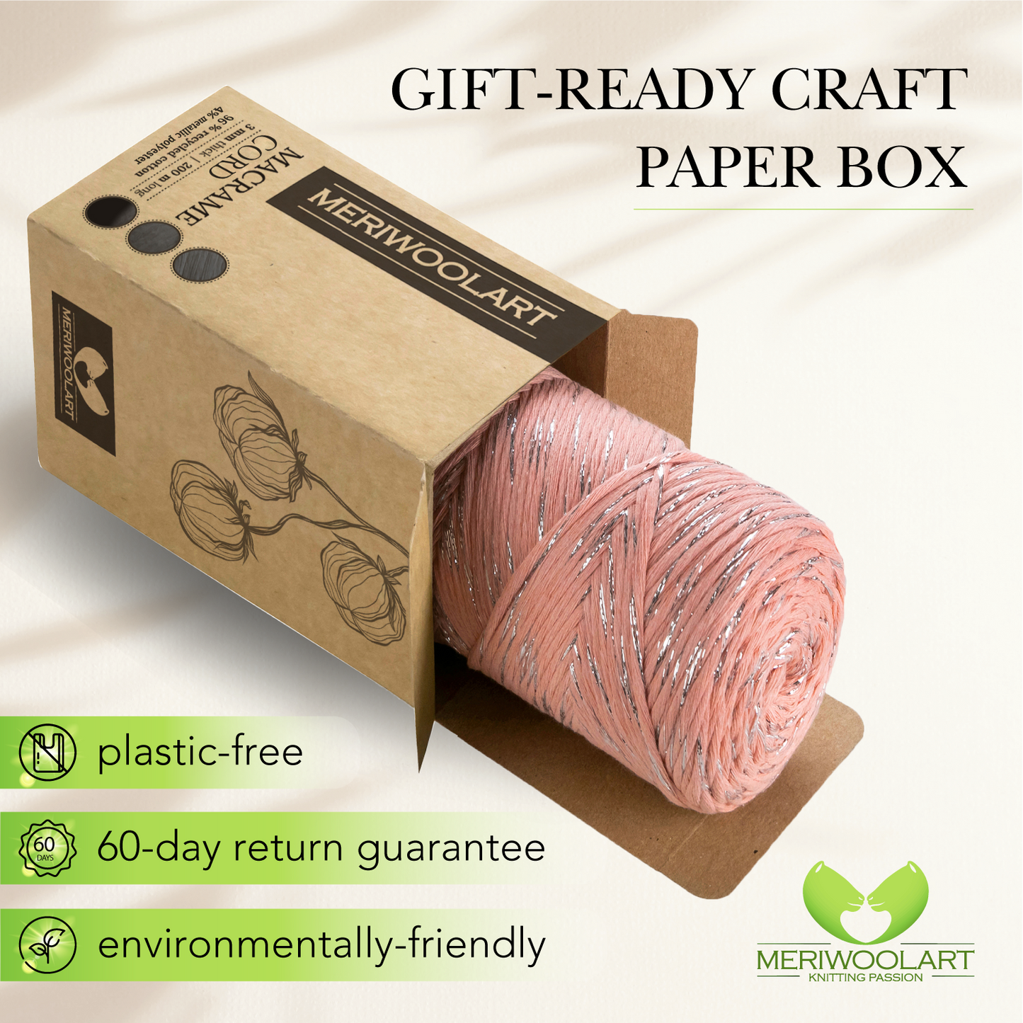 Macramé simple torsadé en lurex rose clair 3 mm 200 m