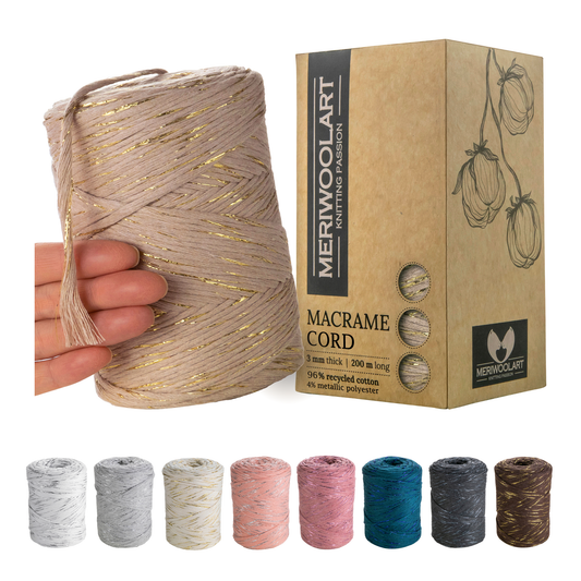 Macramé simple torsadé en lurex sable foncé 3 mm 200 m