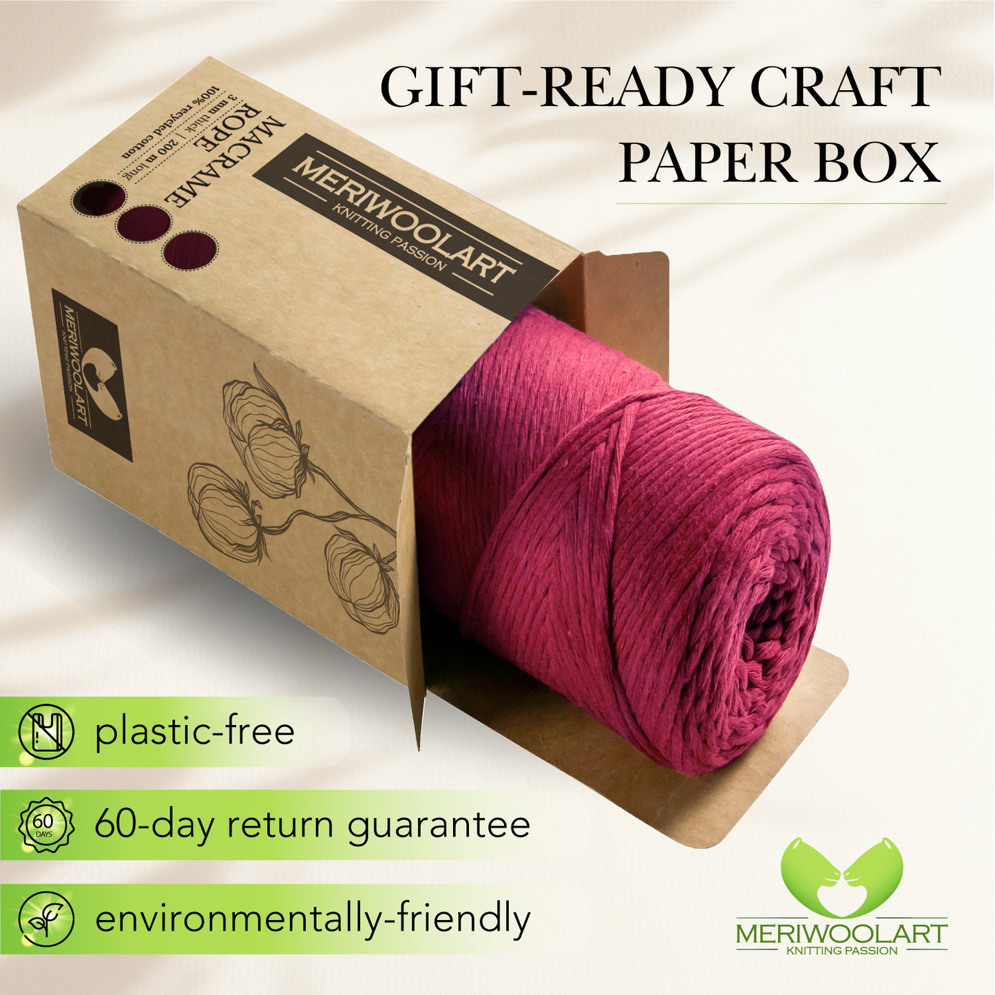 Burgundy Single Twisted Macramé 3mm 200m