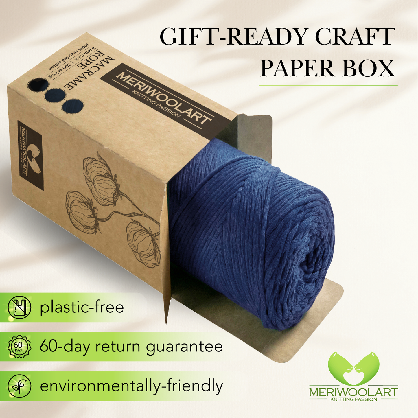Macramé simple torsadé bleu foncé 3 mm 200 m