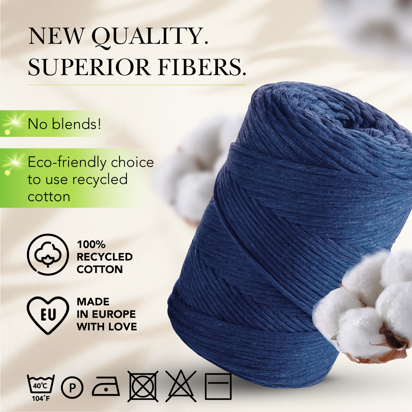 Macramé simple torsadé bleu foncé 3 mm 200 m