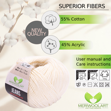 Cargar la imagen en el visor de la Galería, JEANS Natural Cotton YARN 50g 160m
