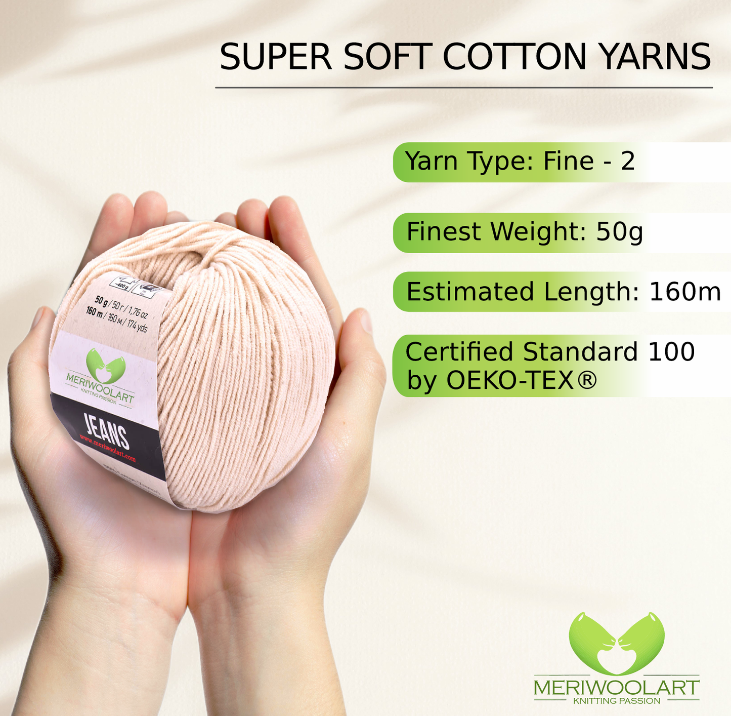 JEANS Light Sand Cotton YARN 50g 160m