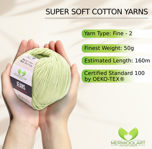 JEANS Light Green Cotton YARN 50g 160m