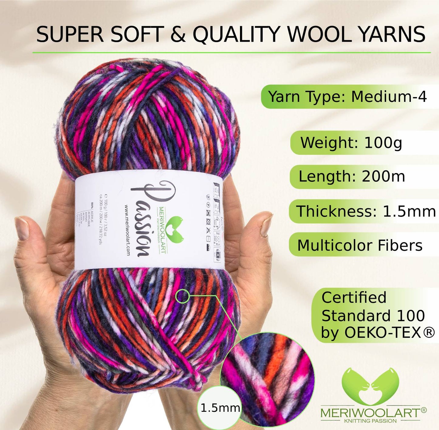 PASSION-1248 MERINO WOOL YARNS 200M