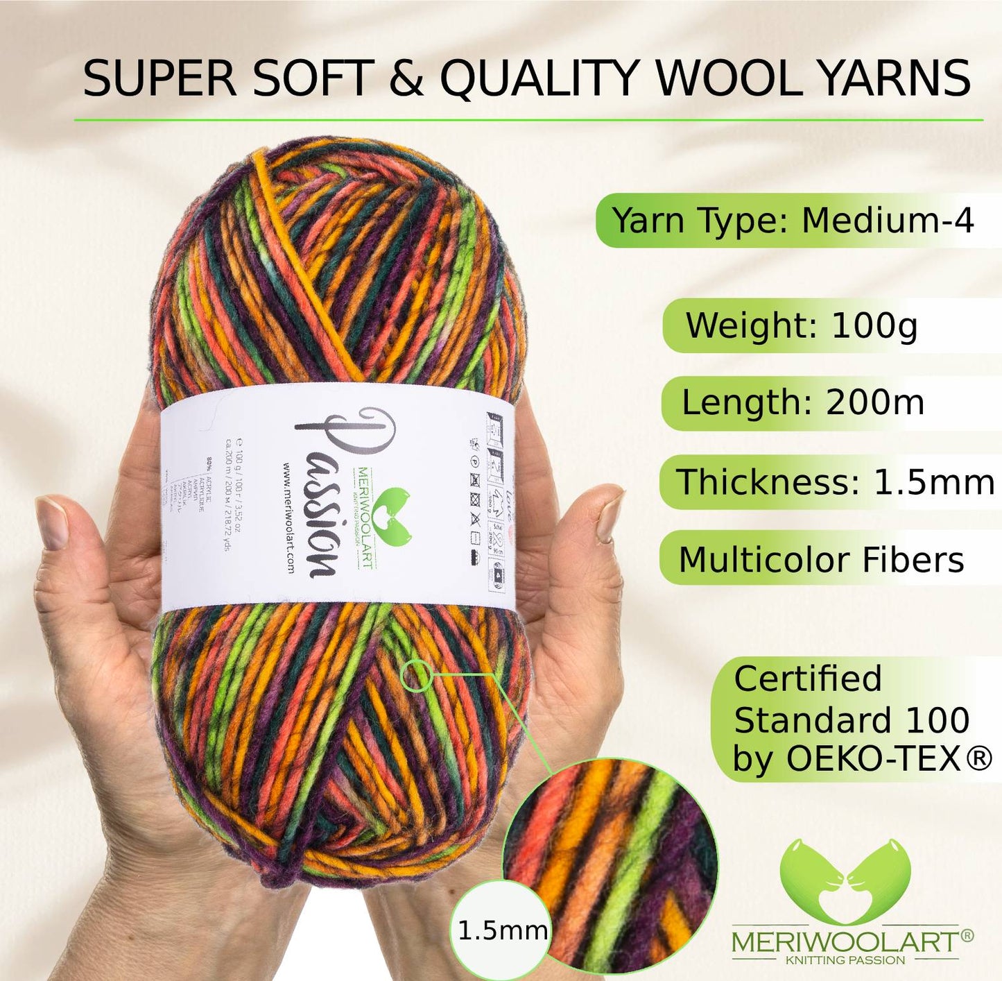 PASSION-1249 MERINO WOOL YARNS 200M