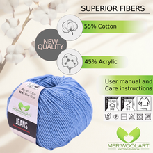 Carica l'immagine nel visualizzatore della galleria, JEANS Light Blue Cotton YARN 50g 160m
