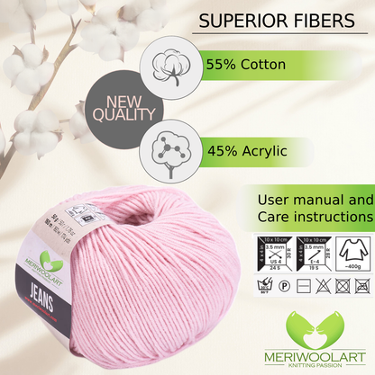 JEANS Light Pink Cotton YARN 50g 160m