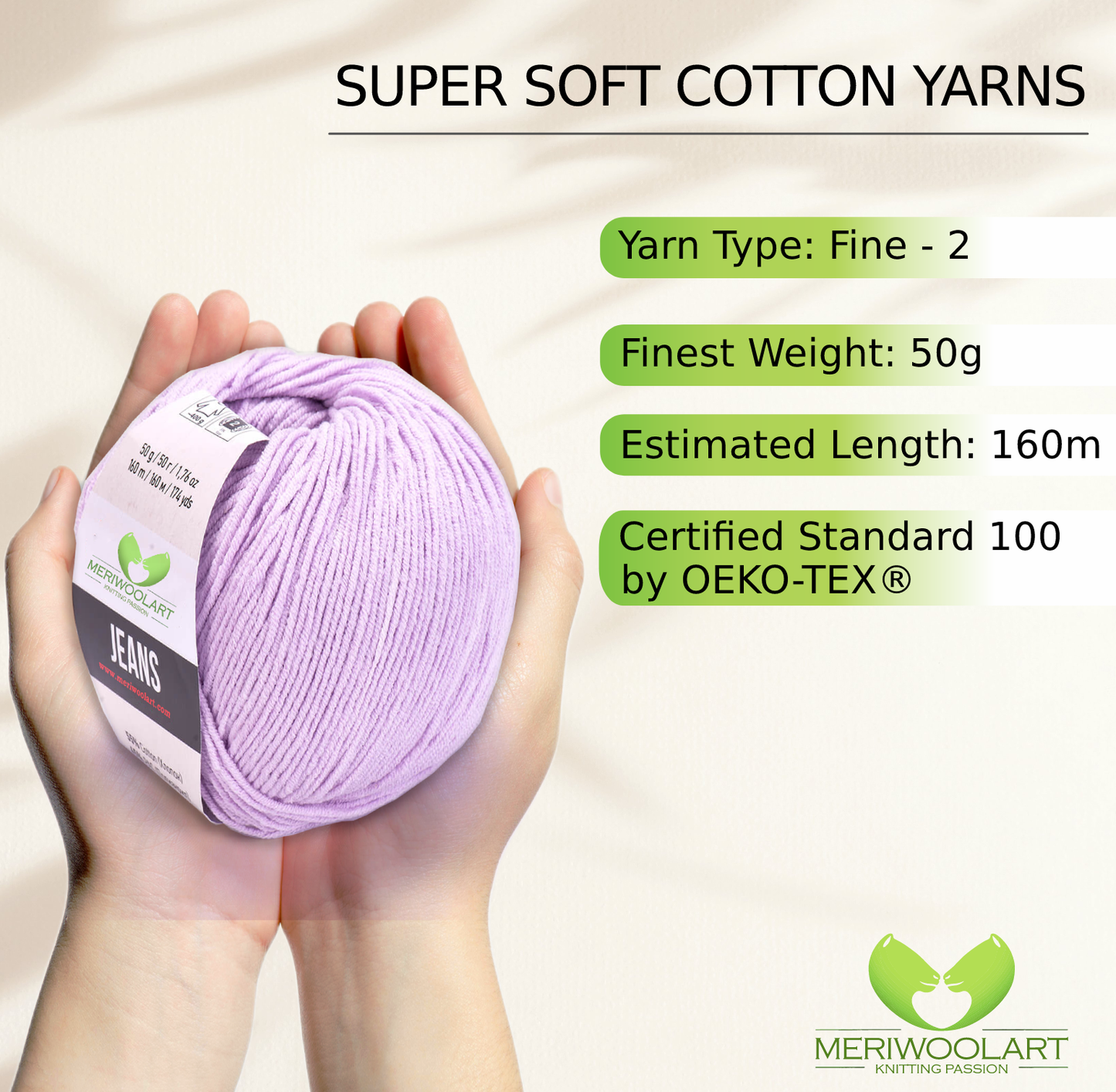 JEANS Filato di cotone lavanda 50g 160m