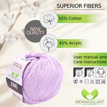 Visualizza il tuo profilo nella galleria, JEANS Lavender Cotton YARN 50g 160m
