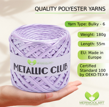 Cargar la imagen en el visor de la Galería, METALLIC Light Lilac T-Shirt Yarn 8mm x 55m
