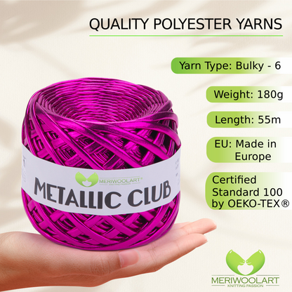 METALLIC Fuchsia T-Shirt Yarn 8mm x 55m