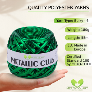 Filato per magliette verde smeraldo METALLIC 8mm x 55m