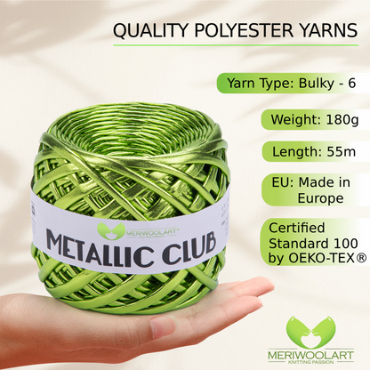 METALLIC Henna Green T-Shirt Yarn 8mm x 55m