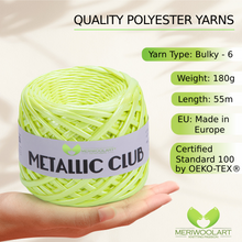 Load image into Gallery viewer, METALLIC Neon Green T-Shirt Yarn 8mm x 55m
