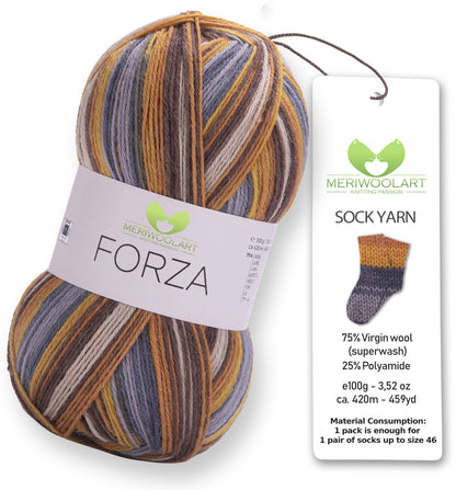 FORZA 2504 WOOL SOCK YARN 100g 420m