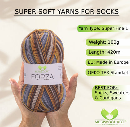 FORZA 2504 WOOL SOCK YARN 100g 420m