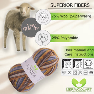 FORZA 2504 WOOL SOCK YARN 100g 420m