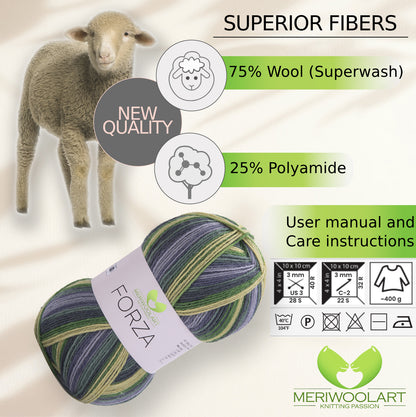 FORZA 2505 WOOL SOCK YARN 100g 420m