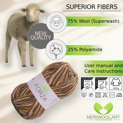 FORZA 2511 WOOL SOCK YARN 100g 420