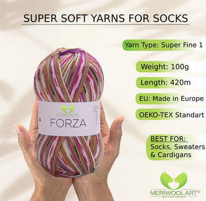 FORZA 2513 WOOL SOCK YARN 100g 420