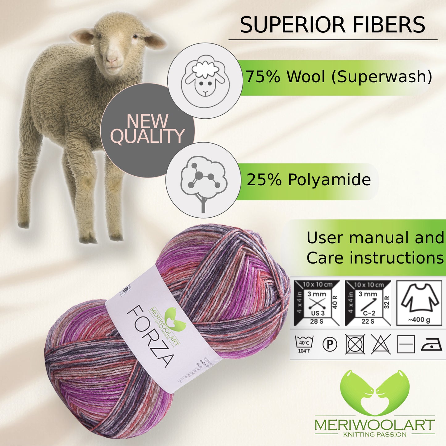 FORZA 2601 WOOL SOCK YARN 100g 420