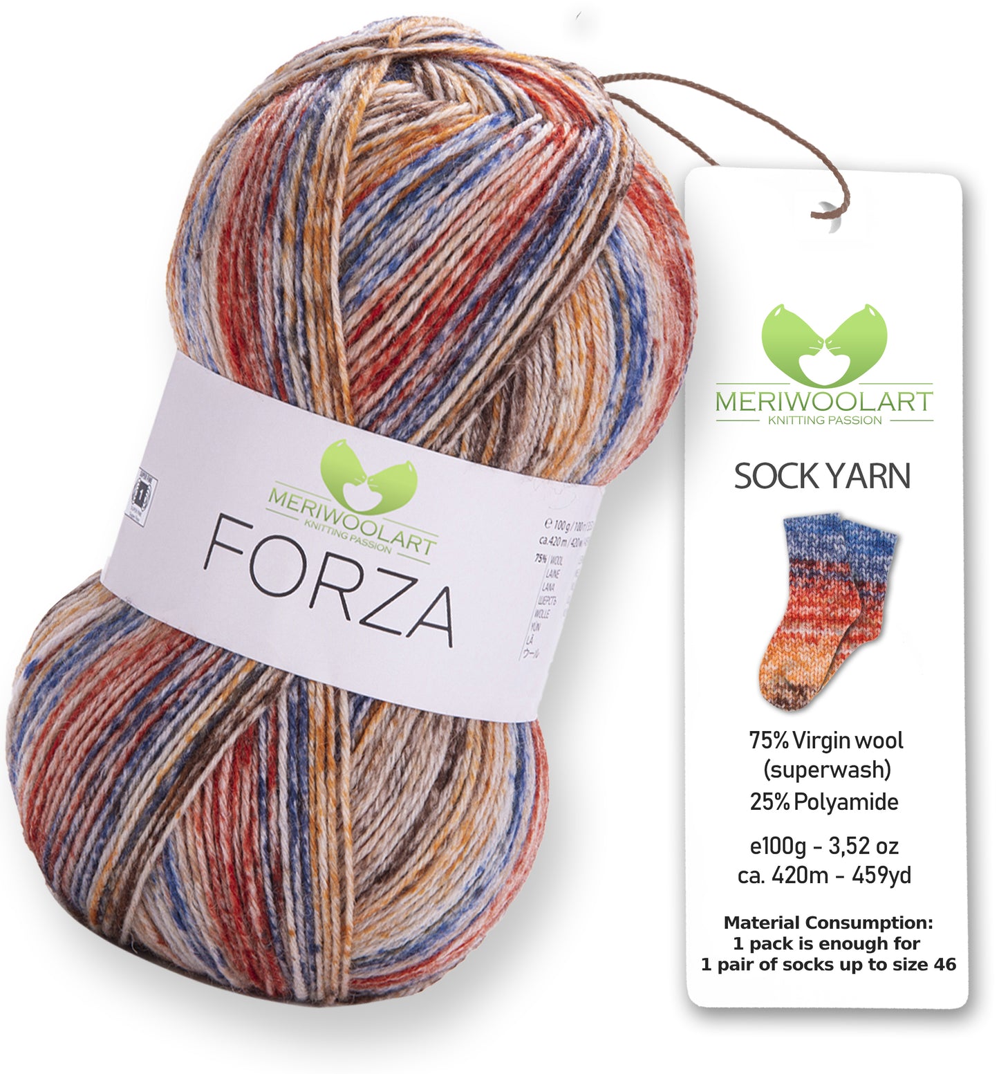 FORZA 2602 WOOL SOCK YARN 100g 420