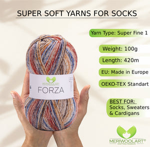 FORZA 2602 WOOL SOCK YARN 100g 420