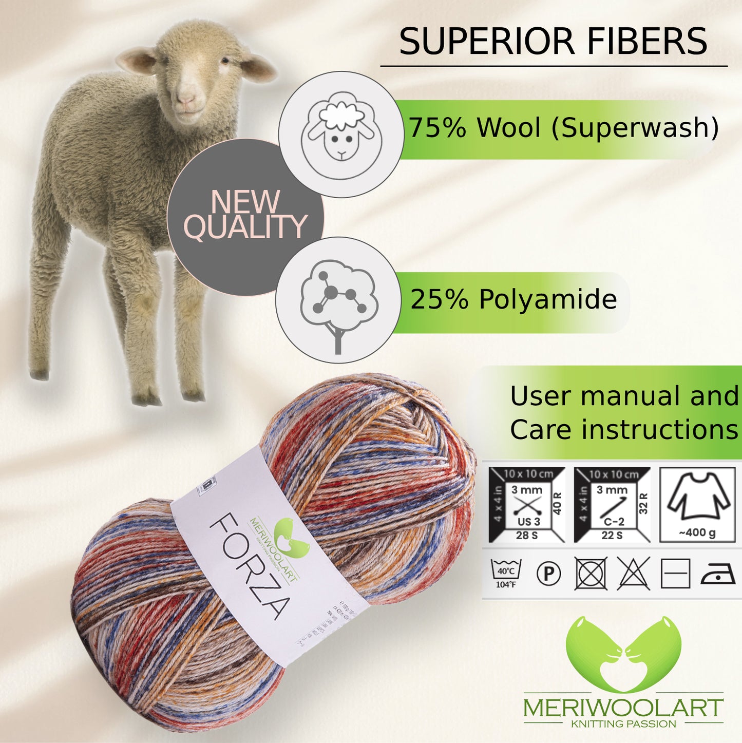 FORZA 2602 WOOL SOCK YARN 100g 420