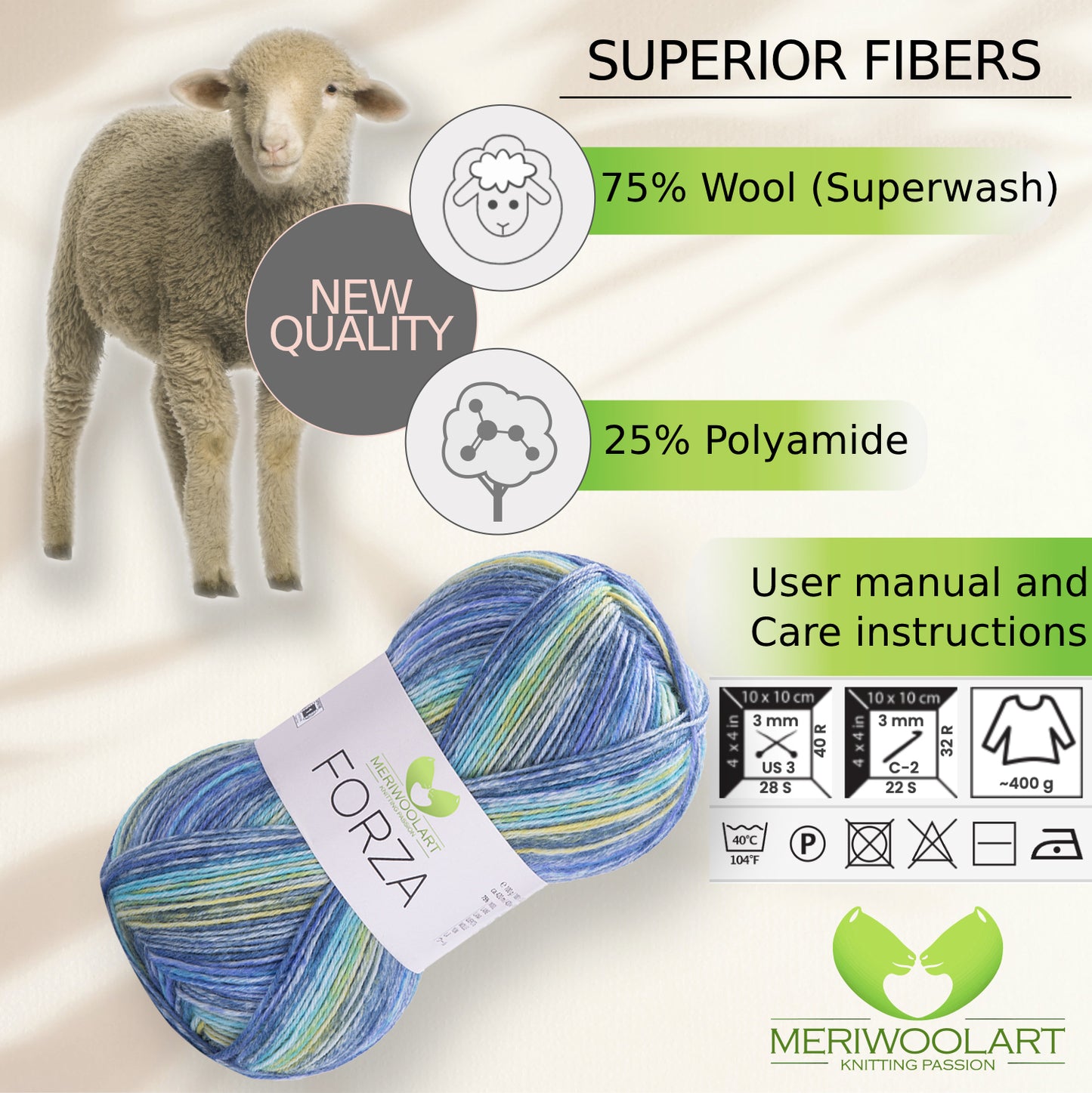 FORZA 2603 WOOL SOCK YARN 100g 420