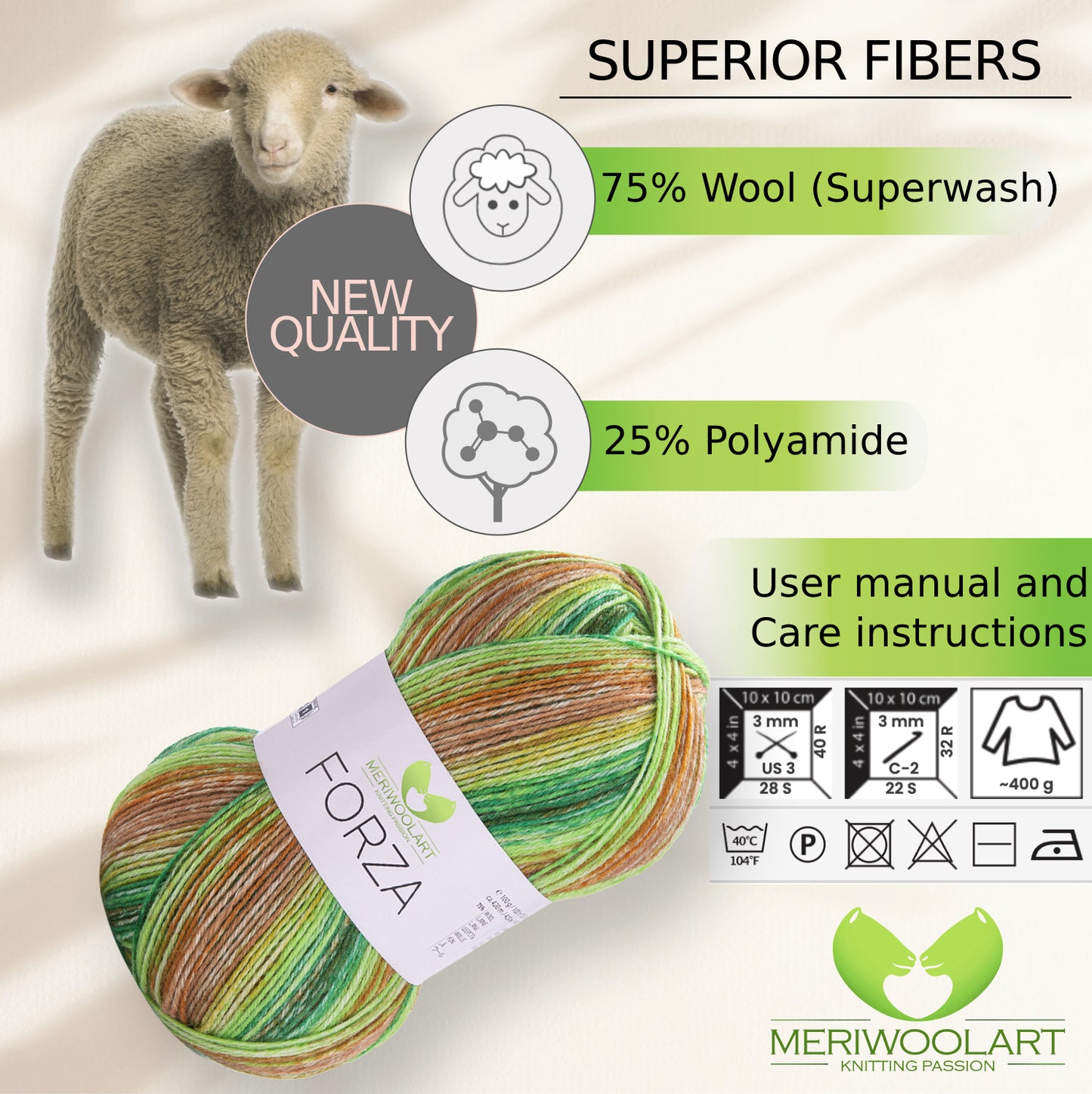 FORZA 2604 WOOL SOCK YARN 100g 420