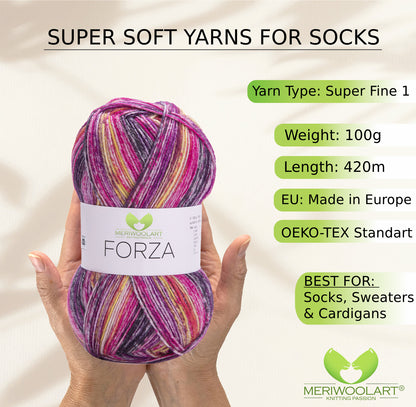 FORZA 2608 WOOL SOCK YARN 100g 420