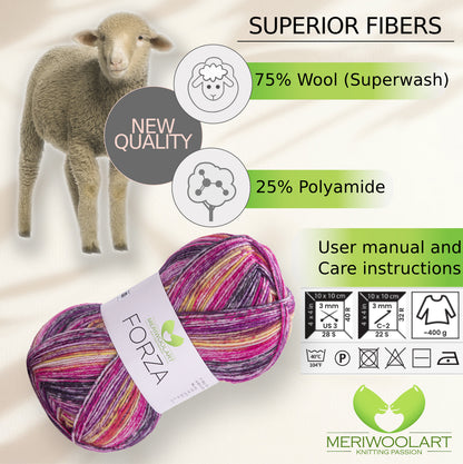 FORZA 2608 WOOL SOCK YARN 100g 420