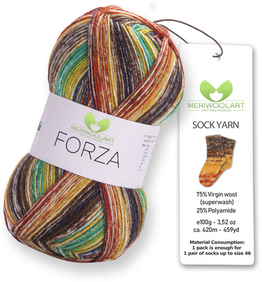 FORZA 2609 WOOL SOCK YARN 100g 420