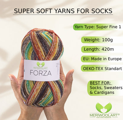 FORZA 2609 WOOL SOCK YARN 100g 420