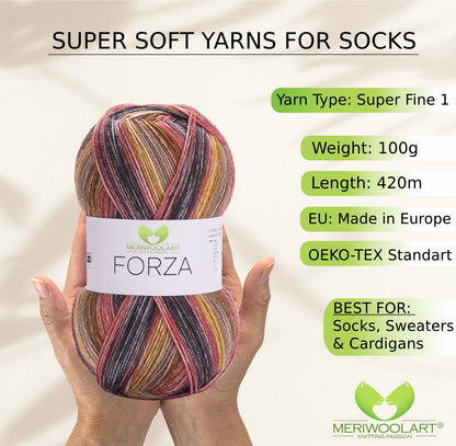 FORZA 2611 WOOL SOCK YARN 100g 420