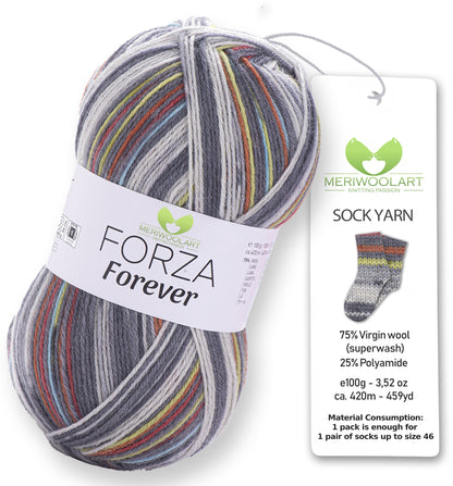 FORZA FOREVER 2701 WOOL SOCK YARN 100g 420