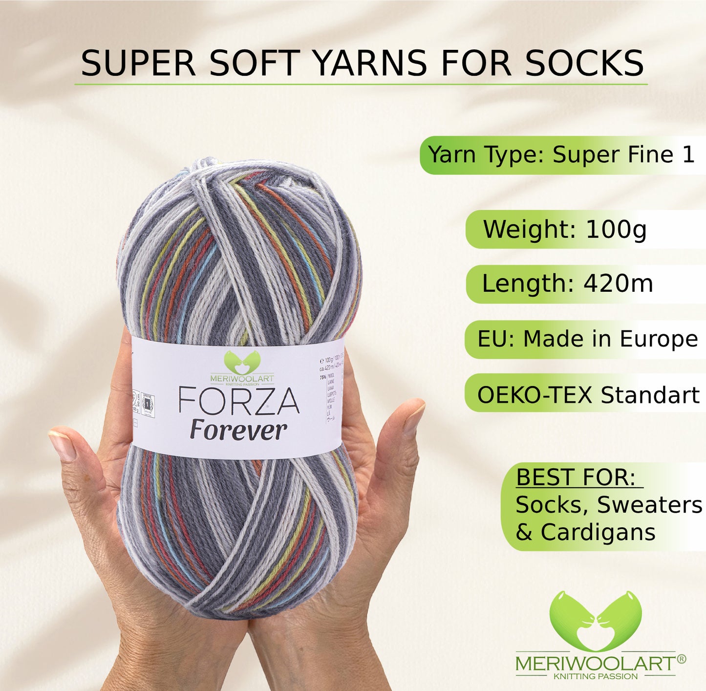 FORZA FOREVER 2701 WOOL SOCK YARN 100g 420