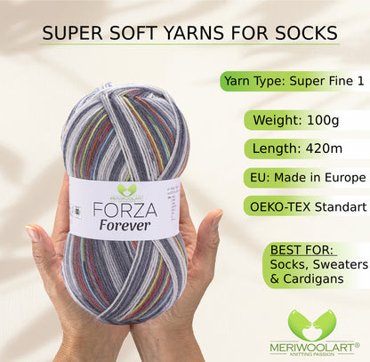 FORZA FOREVER 2701 WOOL SOCK YARN 100g 420
